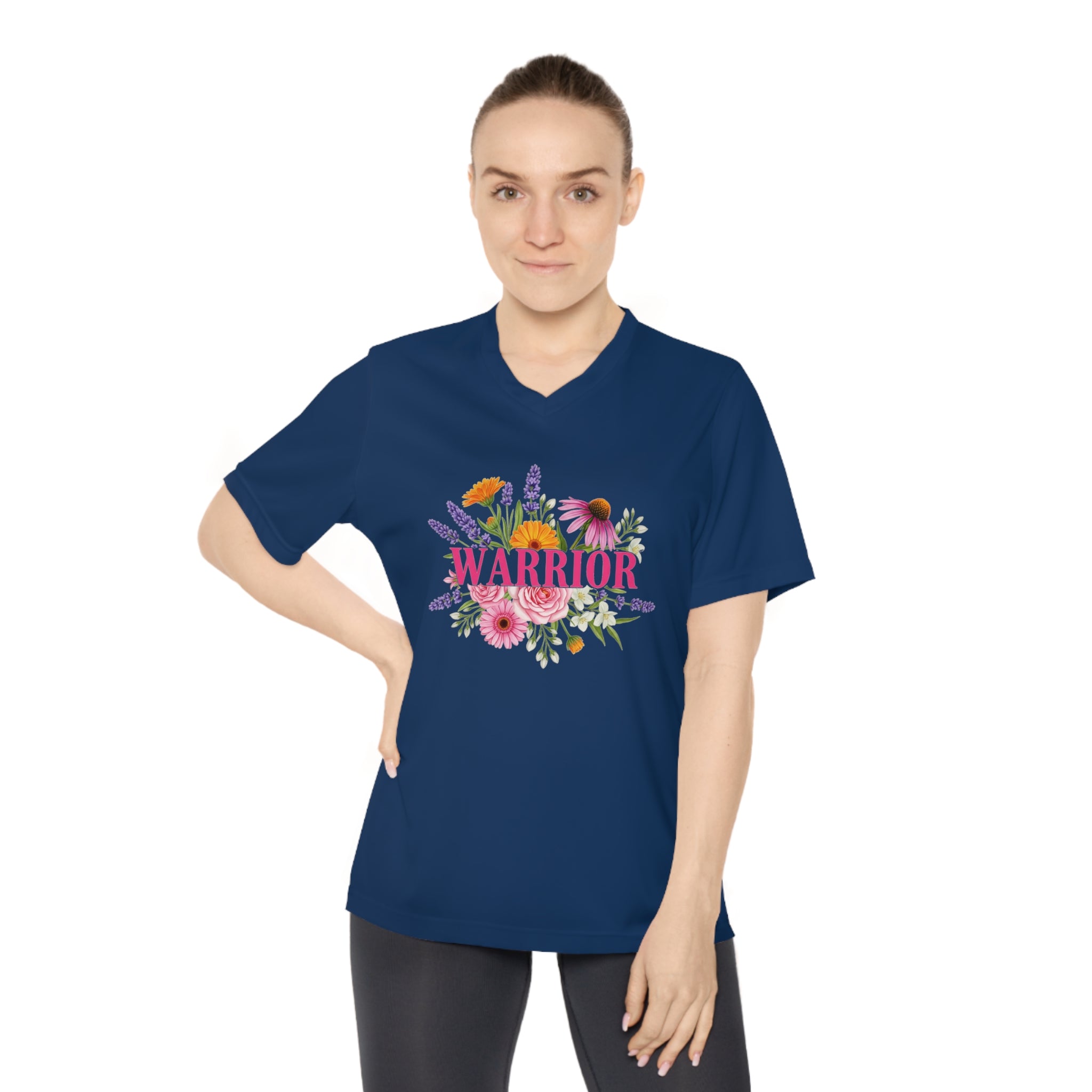 Breast Cancer Warrior Shirt, Women's Performance V-Neck, UPF 40+ Sun Protection Tee, Inspirational Gift for Survivor