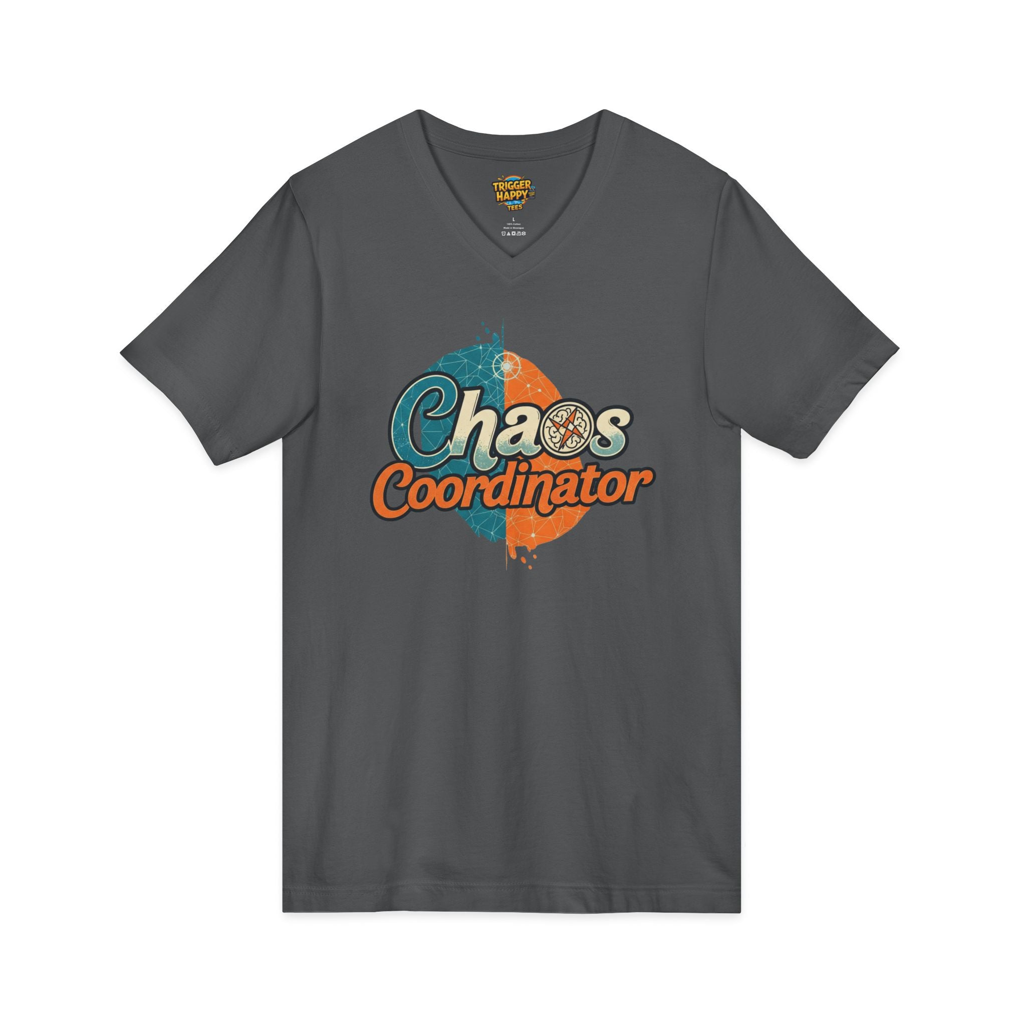 Chaos Coordinator V-Neck Tee, Funny T-Shirt, Unisex Humor Shirt, Gift for Parents, Stress Relief Apparel, Fun Casual Wear