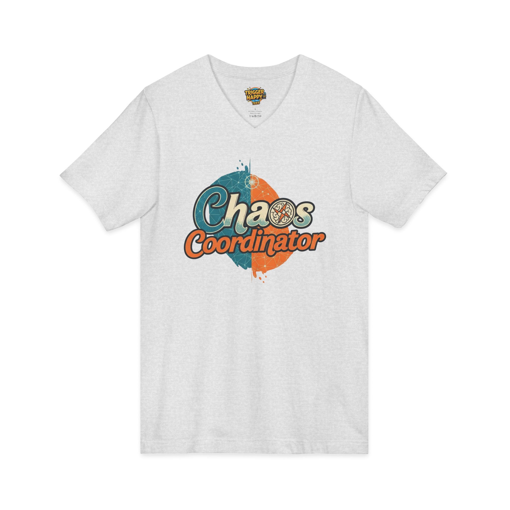 Chaos Coordinator V-Neck Tee, Funny T-Shirt, Unisex Humor Shirt, Gift for Parents, Stress Relief Apparel, Fun Casual Wear
