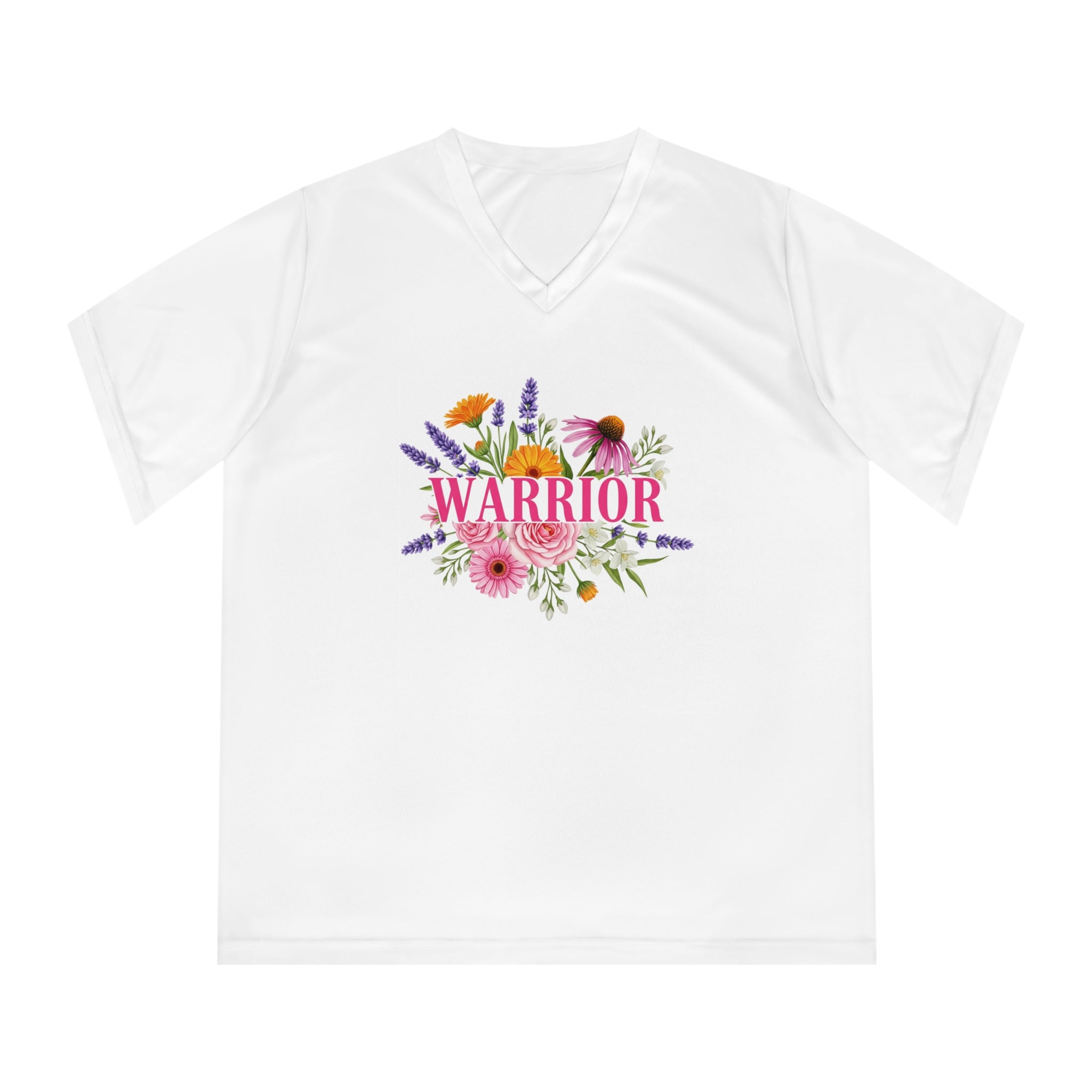 Breast Cancer Warrior Shirt, Women's Performance V-Neck, UPF 40+ Sun Protection Tee, Inspirational Gift for Survivor