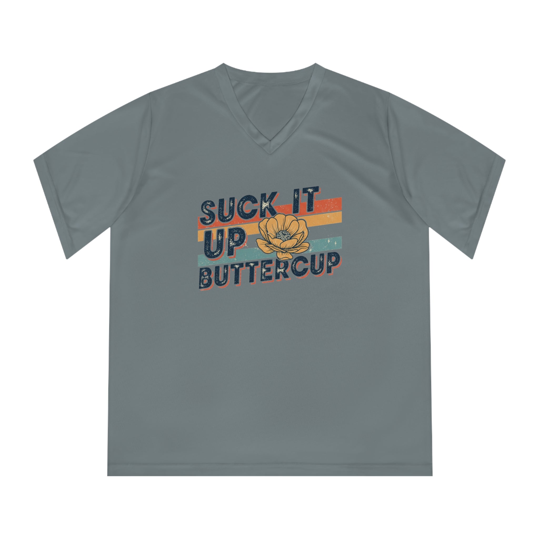 Suck it up Buttercup, Fitness Apparel, Inspirational Gift, Running Top, Casual Wear, Women's Motivational V-Neck T-Shirt