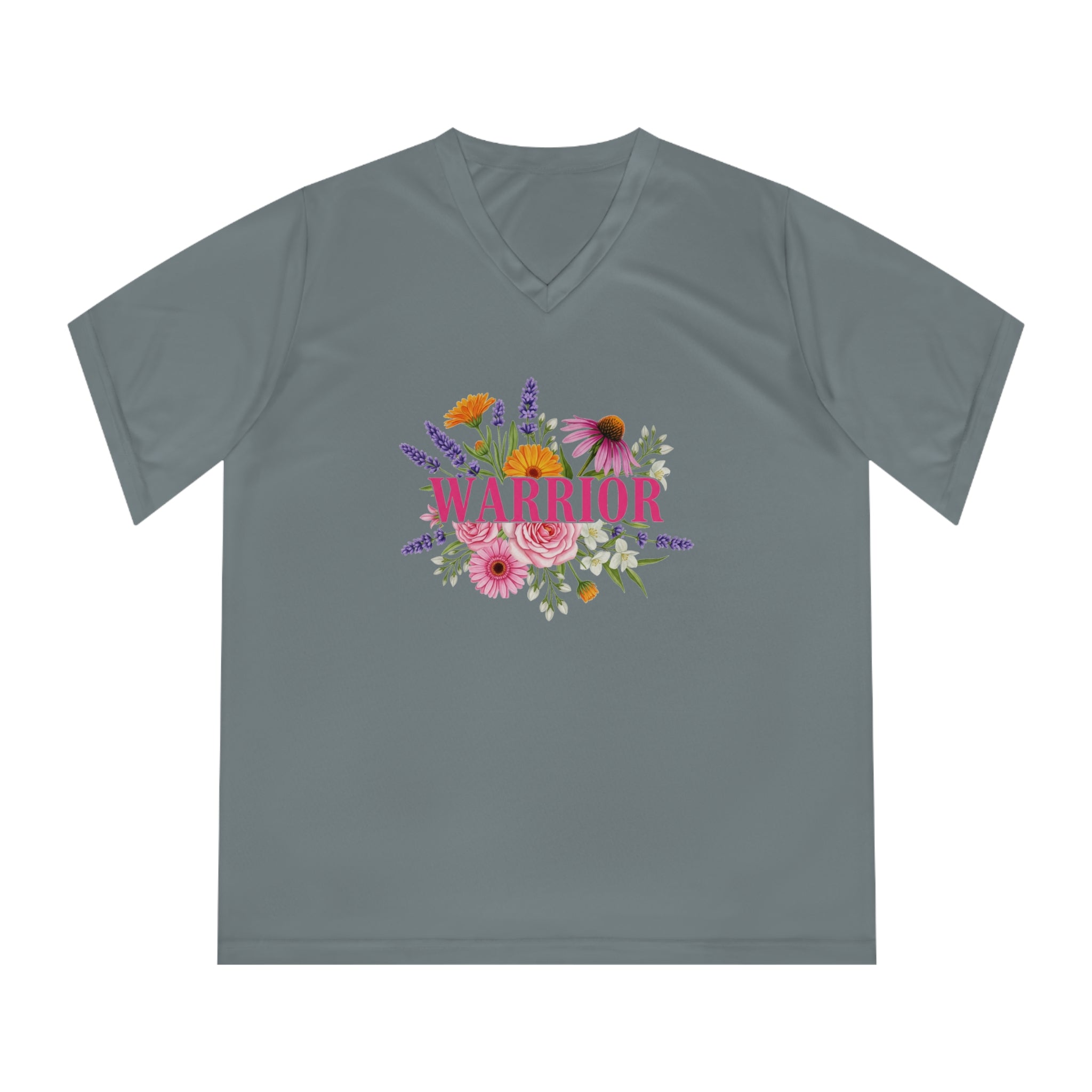 Breast Cancer Warrior Shirt, Women's Performance V-Neck, UPF 40+ Sun Protection Tee, Inspirational Gift for Survivor