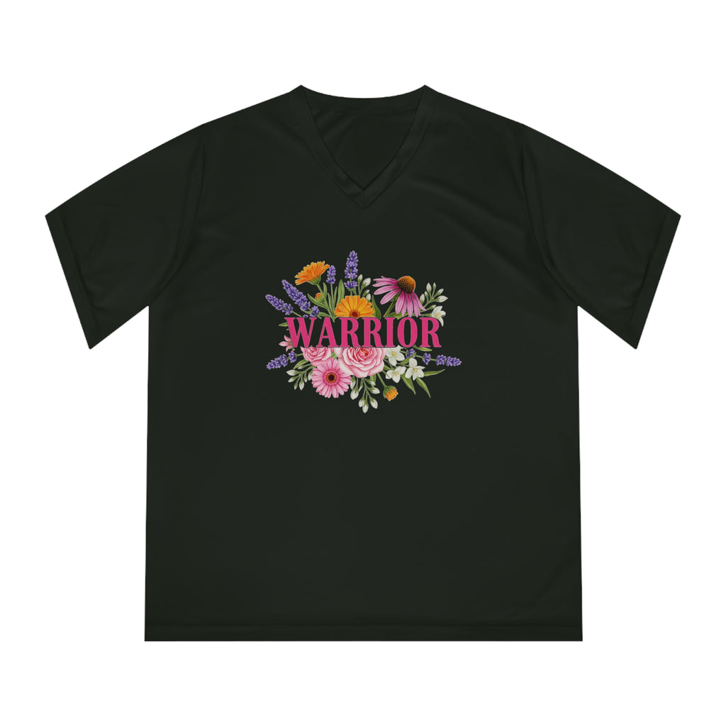 Breast Cancer Warrior Shirt, Women's Performance V-Neck, UPF 40+ Sun Protection Tee, Inspirational Gift for Survivor