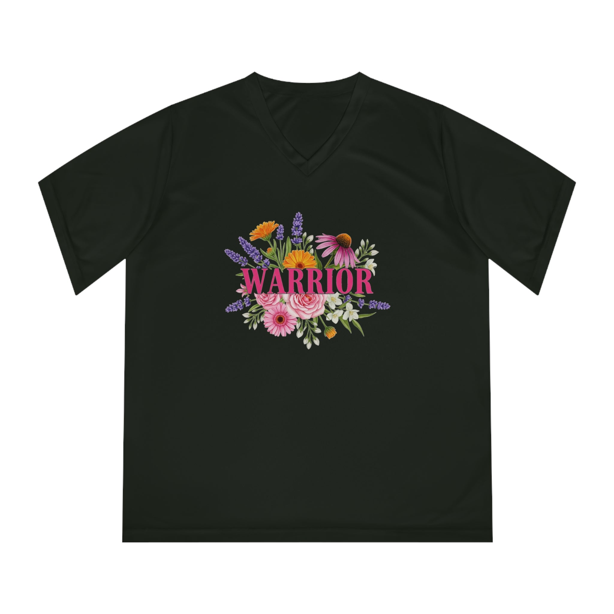 Breast Cancer Warrior Shirt, Women's Performance V-Neck, UPF 40+ Sun Protection Tee, Inspirational Gift for Survivor