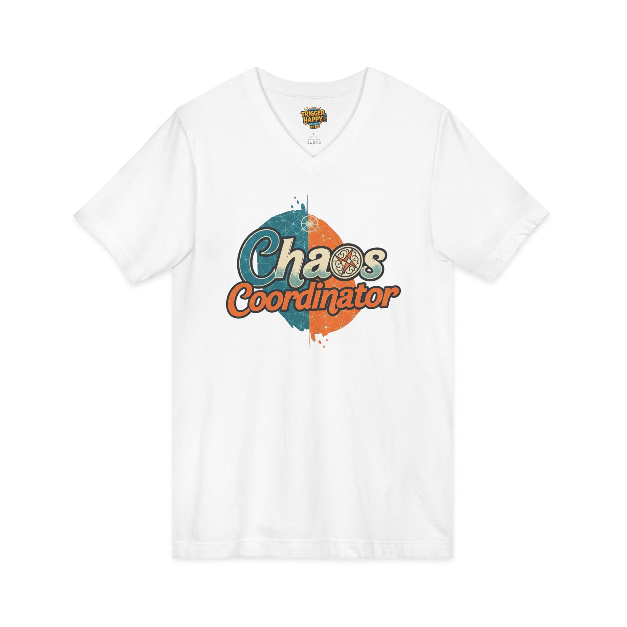Chaos Coordinator V-Neck Tee, Funny T-Shirt, Unisex Humor Shirt, Gift for Parents, Stress Relief Apparel, Fun Casual Wear